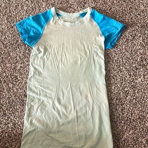 Limited edition, light blue with dark blue shoulders Lululemon top.